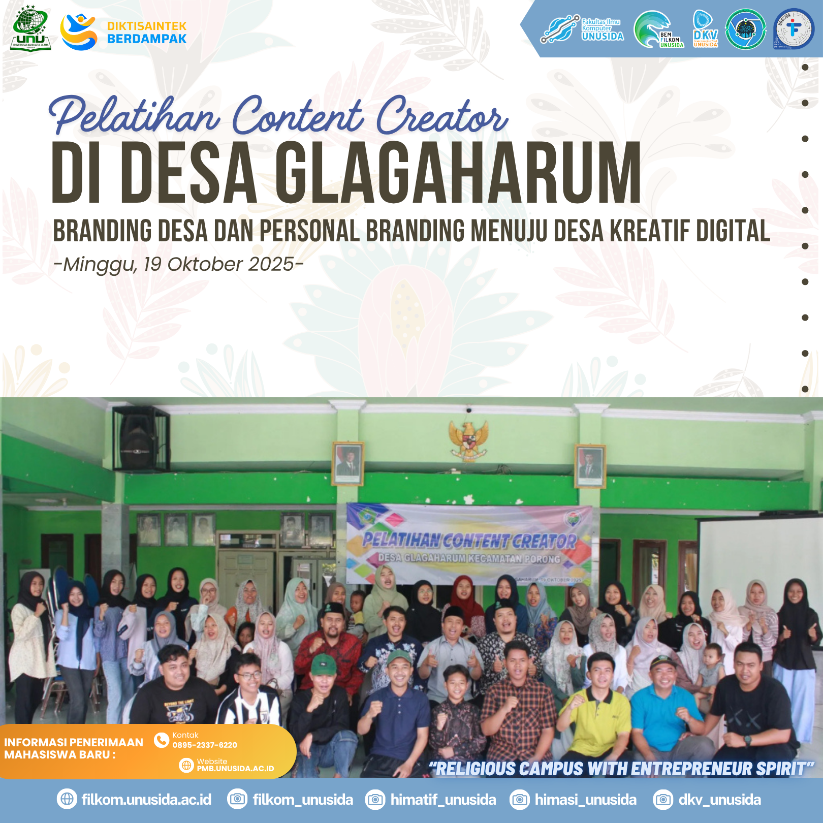 Dosen FILKOM UNUSIDA Beri Pelatihan Content Creator bagi Warga Glagaharum: Dorong Branding Desa dan Kreativitas Digital